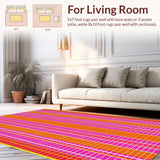 Ultra Soft Area Rug, Non Slip, Stain Resistant, Washable Area Rugs for Living Room, Bedroom, Whimsical Vintage Circular Patterns(Orange)