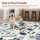 Ultra Soft Area Rug, Non Slip, Stain Resistant, Washable Area Rugs for Living Room, Bedroom, Geometric Spotted for(Blue)