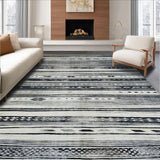 Ultra Soft Area Rug, Non Slip, Stain Resistant, Washable Area Rugs for Living Room, Bedroom, Rustic Vintage Ethnic Motif(Gray)