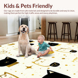 Ultra Soft Area Rug, Non Slip, Stain Resistant, Washable Area Rugs for Living Room, Bedroom, Chic Monochrome Feline Artwork(Gold)