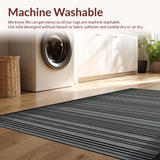 Ultra Soft Area Rug, Non Slip, Stain Resistant, Washable Area Rugs for Living Room, Bedroom, Graphic Striped Rug Black and White Low Pile Floor Covering(Black)