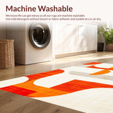 Ultra Soft Area Rug, Non Slip, Stain Resistant, Washable Area Rugs for Living Room, Bedroom, Transitional Soft Tone Geometry(Orange)