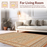 Ultra Soft Area Rug, Non Slip, Stain Resistant, Washable Area Rugs for Living Room, Bedroom, Abstract Leopard Print Area with Elegant and Natural Tones(Orange)