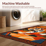 Ultra Soft Area Rug, Non Slip, Stain Resistant, Washable Area Rugs for Living Room, Bedroom, Bold Spiritual Animal Motif(Orange)