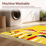 Ultra Soft Area Rug, Non Slip, Stain Resistant, Washable Area Rugs for Living Room, Bedroom, Whimsical Earthy Mushroom Motif(Yellow)