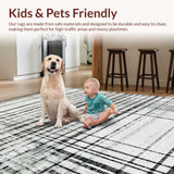 Ultra Soft Area Rug, Non Slip, Stain Resistant, Washable Area Rugs for Living Room, Bedroom, Sophisticated Black and White Striped Runner Rug for Unique Spaces(Black)