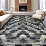 Ultra Soft Area Rug, Non Slip, Stain Resistant, Washable Area Rugs for Living Room, Bedroom, Sleek Angular Patterned Aesthetic(Black)