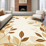 Beige Leaf Design Area Easy Clean(Beige)