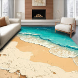 Ultra Soft Area Rug, Non Slip, Stain Resistant, Washable Area Rugs for Living Room, Bedroom, Ocean Vibes Stain-Resistant Dorm Room Carpet(Blue)