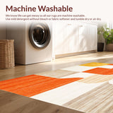Ultra Soft Area Rug, Non Slip, Stain Resistant, Washable Area Rugs for Living Room, Bedroom, Warm Oasis Modern Abstract Geometric Area(Orange)