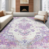 Ultra Soft Area Rug, Non Slip, Stain Resistant, Washable Area Rugs for Living Room, Bedroom, Chic Pastel Geometric Design(Purple)