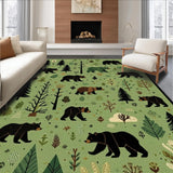 Ultra Soft Area Rug, Non Slip, Stain Resistant, Washable Area Rugs for Living Room, Bedroom, Charming Bear and Moose Designs(Green)