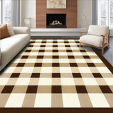 Ultra Soft Area Rug, Non Slip, Stain Resistant, Washable Area Rugs for Living Room, Bedroom, Classic Earthy Checkered Aesthetic(Beige)