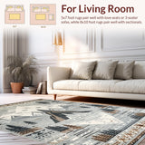 Ultra Soft Area Rug, Non Slip, Stain Resistant, Washable Area Rugs for Living Room, Bedroom, Modern Ethereal Nature Scene(Gray)