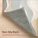 Minimalist Beige Bath Mat with Abstract Wave Like Design(Beige)