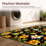 Ultra Soft Area Rug, Non Slip, Stain Resistant, Washable Area Rugs for Living Room, Bedroom, Elegant Nature-Inspired Curves(Black)