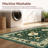 Ultra Soft Area Rug, Non Slip, Stain Resistant, Washable Area Rugs for Living Room, Bedroom, Trendy Leafy Insect Illustrations(Green)