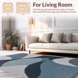 Ultra Soft Area Rug, Non Slip, Stain Resistant, Washable Area Rugs for Living Room, Bedroom, Minimalist Abstract Grey Entryway Rug for High-Traffic Areas(Blue)