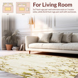 Ultra Soft Area Rug, Non Slip, Stain Resistant, Washable Area Rugs for Living Room, Bedroom, Boho Chic Area Distressed Floral Low Pile(Beige)