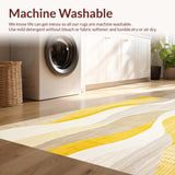 Ultra Soft Area Rug, Non Slip, Stain Resistant, Washable Area Rugs for Living Room, Bedroom, Beige Wave Non Slip(Yellow)