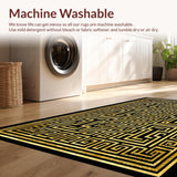 Ultra Soft Area Rug, Non Slip, Stain Resistant, Washable Area Rugs for Living Room, Bedroom, Contemporary Abstract Linear Aesthetic(Gold)