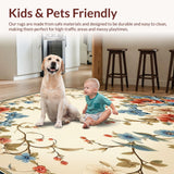 Ultra Soft Area Rug, Non Slip, Stain Resistant, Washable Area Rugs for Living Room, Bedroom, Blossom Cascade with Artistic Petal Swirls and Dynamic Modern Floral(Beige)
