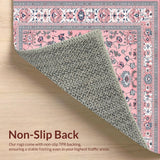 Ultra Soft Area Rug, Non Slip, Stain Resistant, Washable Area Rugs for Living Room, Bedroom, Luxurious Gray and Pink Trellis Pattern(Pink)