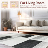Ultra Soft Area Rug, Non Slip, Stain Resistant, Washable Area Rugs for Living Room, Bedroom, Monochrome Striped Flat Woven Floor Covering With Farmhouse Inspired Design(Gray)
