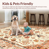 Ultra Soft Area Rug, Non Slip, Stain Resistant, Washable Area Rugs for Living Room, Bedroom, Rustic Circular Distressed Pattern(Ivory)