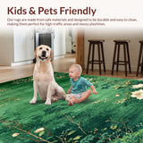 Ultra Soft Area Rug, Non Slip, Stain Resistant, Washable Area Rugs for Living Room, Bedroom, Botanical Non-Slip Door Mat for Kitchen and Bedroom(Green)