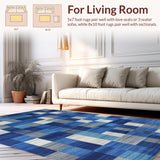 Ultra Soft Area Rug, Non Slip, Stain Resistant, Washable Area Rugs for Living Room, Bedroom, Vivid Abstract Geometric Composition(Blue)