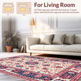 Ultra Soft Area Rug, Non Slip, Stain Resistant, Washable Area Rugs for Living Room, Bedroom, Floral Vintage Washable Nursery Area Carpet(White)