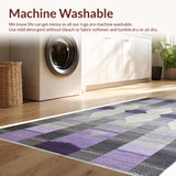 Ultra Soft Area Rug, Non Slip, Stain Resistant, Washable Area Rugs for Living Room, Bedroom, Transitional Grey Lavender Trellis Art(Purple)