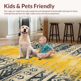 Ultra Soft Area Rug, Non Slip, Stain Resistant, Washable Area Rugs for Living Room, Bedroom, Vintage Low-Pile Stain-Resistant Bedroom Carpet(Yellow)