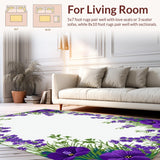 Ultra Soft Area Rug, Non Slip, Stain Resistant, Washable Area Rugs for Living Room, Bedroom, Elegant Geometric Color Fusion(Purple)