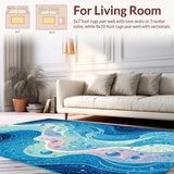 Ultra Soft Area Rug, Non Slip, Stain Resistant, Washable Area Rugs for Living Room, Bedroom, Serene Coastal Bubble Pattern(Blue)