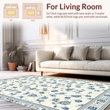 Ultra Soft Area Rug, Non Slip, Stain Resistant, Washable Area Rugs for Living Room, Bedroom, Whimsical Floral Motif Aesthetic(Beige)