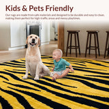 Ultra Soft Area Rug, Non Slip, Stain Resistant, Washable Area Rugs for Living Room, Bedroom, Modern Geometric Tiger Area(Gold)