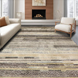 Ultra Soft Area Rug, Non Slip, Stain Resistant, Washable Area Rugs for Living Room, Bedroom, Sleek Neutral Hued Stripe Arrangement(Gray)