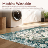 Ultra Soft Area Rug, Non Slip, Stain Resistant, Washable Area Rugs for Living Room, Bedroom, Chic Vintage Tiled Pattern(Ivory)
