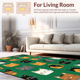 Ultra Soft Area Rug, Non Slip, Stain Resistant, Washable Area Rugs for Living Room, Bedroom, Charming Cartoon Animal Aesthetic(Green)