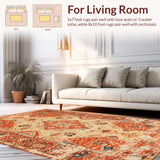 Ultra Soft Area Rug, Non Slip, Stain Resistant, Washable Area Rugs for Living Room, Bedroom, Luxurious Earth Tone Trellis Design(Orange)