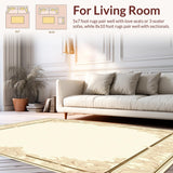 Ultra Soft Area Rug, Non Slip, Stain Resistant, Washable Area Rugs for Living Room, Bedroom, Refined Area Showcasing Luxurious Baroque in Colors(Beige)