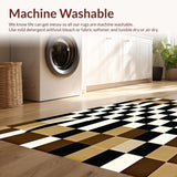Ultra Soft Area Rug, Non Slip, Stain Resistant, Washable Area Rugs for Living Room, Bedroom, Stylish Tan Black Checker Area Duo for Chic Home Decor(Black)