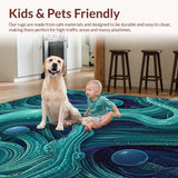 Ultra Soft Area Rug, Non Slip, Stain Resistant, Washable Area Rugs for Living Room, Bedroom, Mystic Kraken Tentacle Area Rug(Blue)