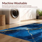 Ultra Soft Area Rug, Non Slip, Stain Resistant, Washable Area Rugs for Living Room, Bedroom, Contemporary Swirling Marble Design(Blue)