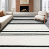 Ultra Soft Area Rug, Non Slip, Stain Resistant, Washable Area Rugs for Living Room, Bedroom, Fashionable Black and White Striped Rug Perfect for Porch and Entryway(Black)