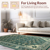 Ultra Soft Area Rug, Non Slip, Stain Resistant, Washable Area Rugs for Living Room, Bedroom, Rustic Vibrant Abstract Aesthetic(Green)