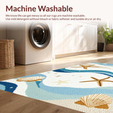 Ultra Soft Area Rug, Non Slip, Stain Resistant, Washable Area Rugs for Living Room, Bedroom, Rustic Beach Shell Embellishments(Beige)