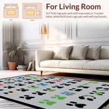 Ultra Soft Area Rug, Non Slip, Stain Resistant, Washable Area Rugs for Living Room, Bedroom, Charming Playful Cat Paw Motif(Black)